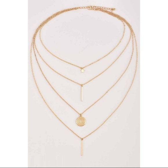 Women’s Fashion Gold Multi- Layered Star Pendant Necklace NEW in Package - Picture 5 of 8